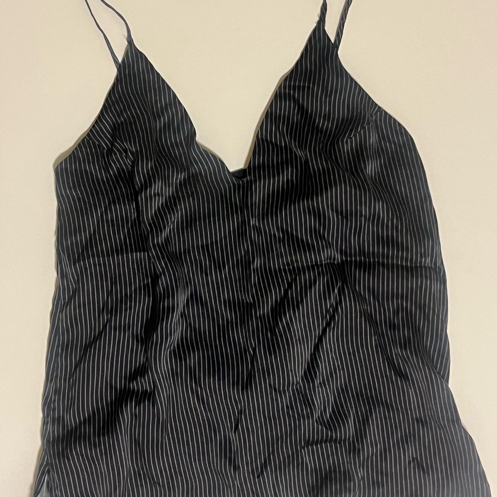 Cami NYC Black and dark gold Striped Top